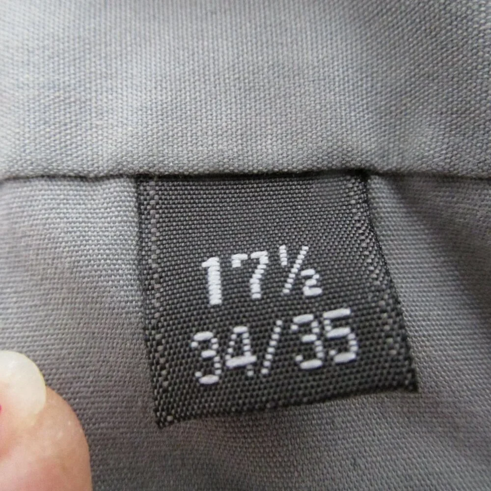 David Taylor Button Down Shirt Mens Size 17.5 34/35 Dark Gray Long Sleeve Collar
